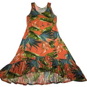 Soft Surrounding Fabiana Tropical Palms Hi Low Ruffle Maxi Dress Women’s 1X